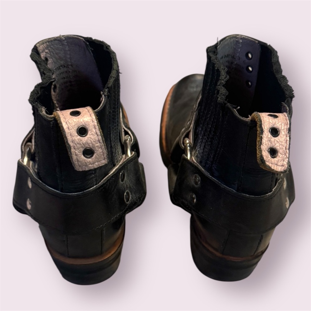 Freebird | Whiskey Black Leather Harness Ankle Boots Moto Size 6 - Picture 3 of 12